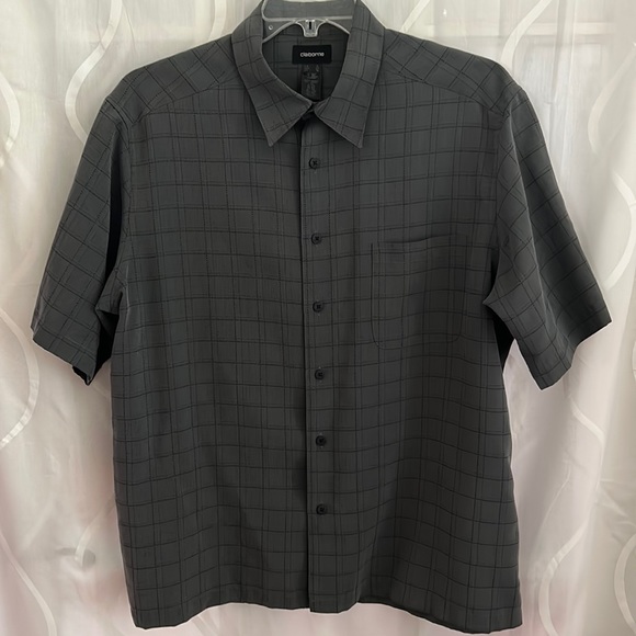 Claiborne Mens Gray Plaid Short Sleeve Button Down Shirt, Size XL - Picture 1 of 5